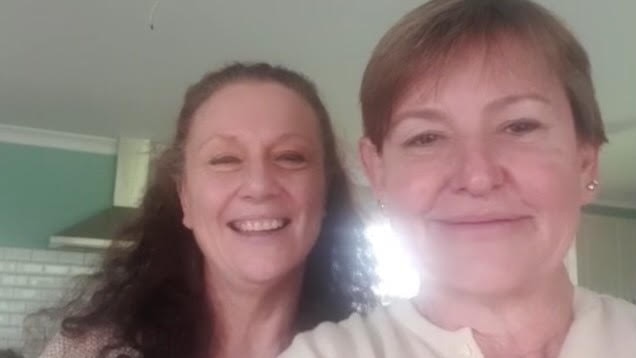 Kathleen Folbigg and Tracy Chapman after Folbigg’s release from prison on Monday. Picture: 7 News