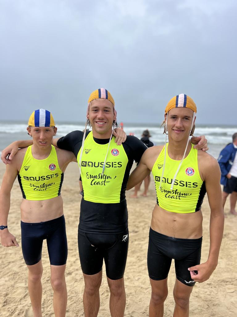 Lachie Mercer, Ben Cervenak and Alex Sheppard of Kurrawa Surf Club.