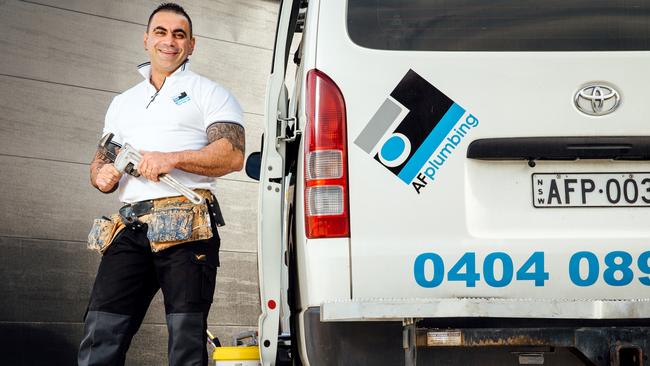 Sydney plumber Andre Fayad is one of the business owners who took advantage of tax incentives. Picture: Jonathan Ng