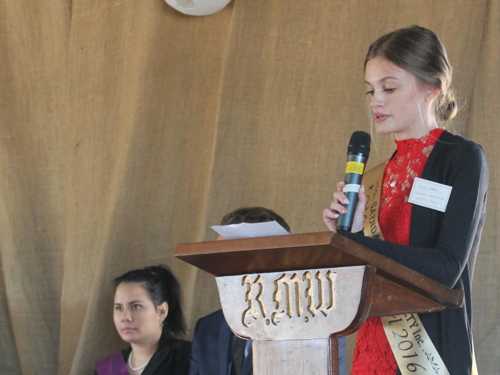 2016 Gayndah showgirl Kirsty Walker in her first ever Miss Showgirl Sub Chamber competition.