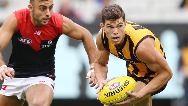 Hawks midfielder Jaeger O’Meara is getting better with each game. Picture: Michael Klein