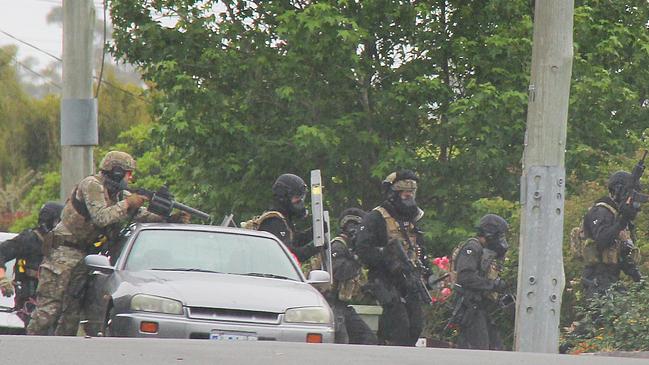 Siege in Launceston suburb Trevallyn involving Tasmania Police. Picture: BRUCE MOUNSTER