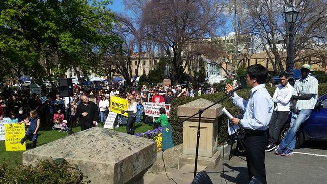 Breaking News Breaking News Haji Alizada speaking at a rally in 2015. Pic: supplied