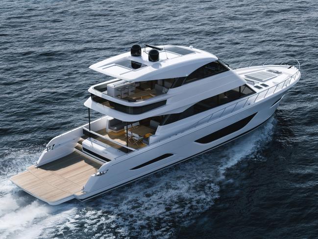 Gold Coast-based luxury motor yacht manufacturer Maritimo has  unveiled the largest motor yacht in its history with the M75 Flybridge Motor Yacht. Picture: Supplied