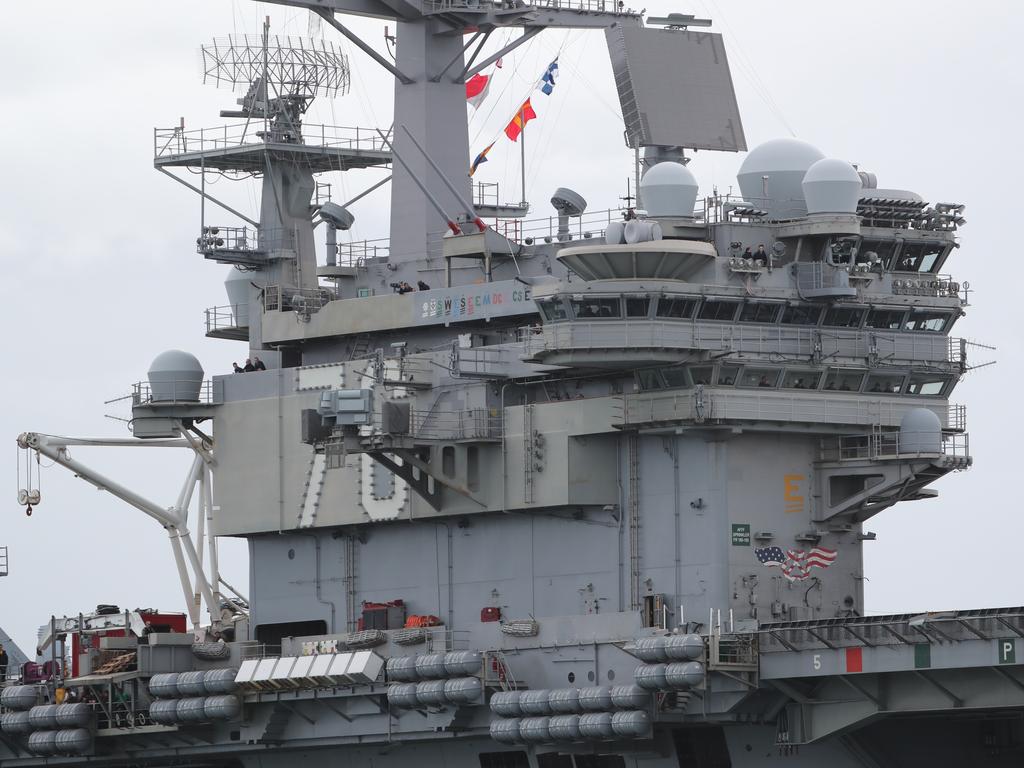 The USS Ronald Reagan arrives in Brisbane. Pic Peter Wallis