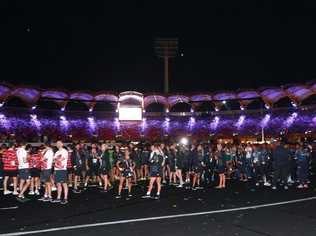 Hundreds of athletes left the ceremony before it had even finished. Picture: Michael Dodge