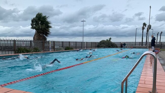 Nippers training for WSLSC was held at the pool on Wednesday due to pollution across Port Phillip Bay. Picture: Supplied