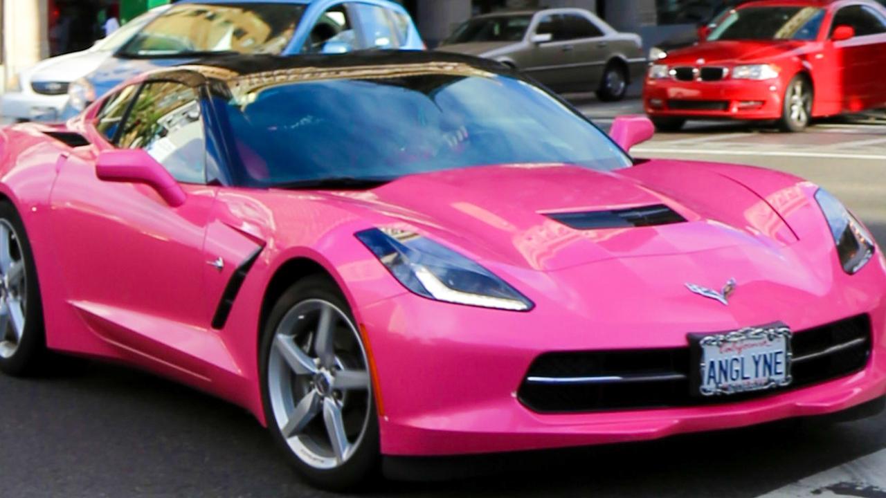 Angelyne’s striking wheels are iconic. Picture: Backgrid.