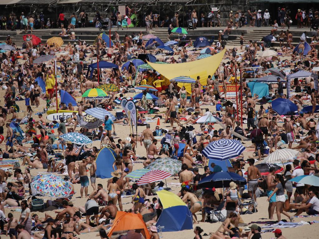 Huge crowds flocked to Coogee Beach on Monday. Picture: Christian Gilles/NCA NewsWire