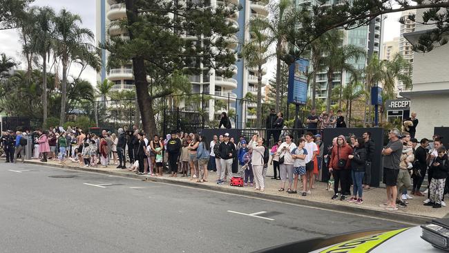 Evacuated residents and guests of the Q1 tower. Picture: Queensland Ambulance Service (QAS)