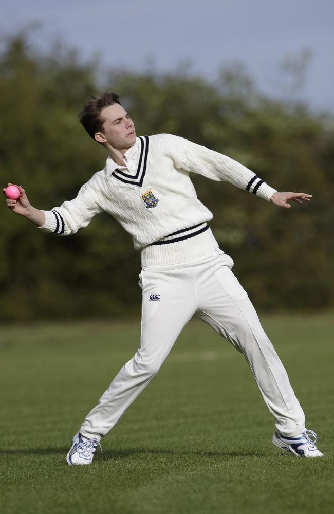 Oscar Piastri playing cricket for the third XI at the Haileybury and Imperial Service College, in Hertford, England