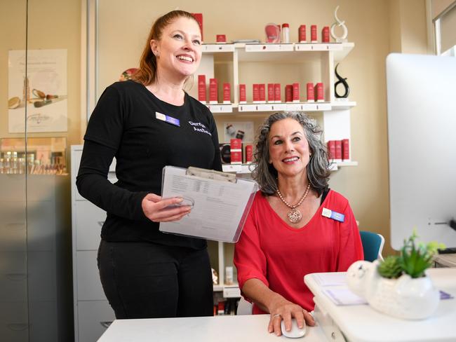 Angela Hodgkiss with front desk manager Irma Welsby. Picture: Penny Stephens