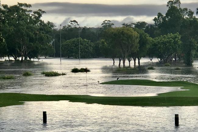 Flooding at Carrara. Picture: Glenn Hampson