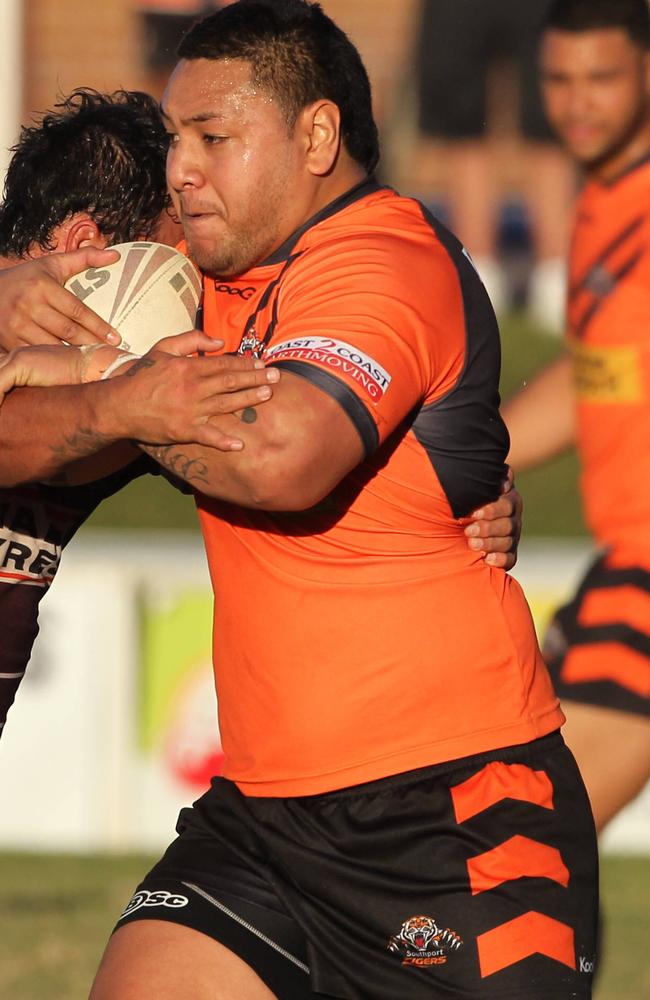 Kingi Akauola during his time at the Wests Tigers.