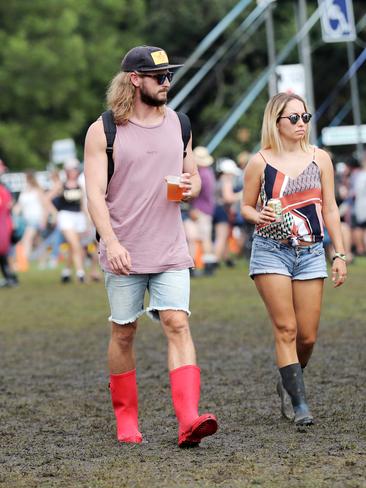 Gumboots were a popular choice of footwear at the festival. Picture: NIGEL HALLETT