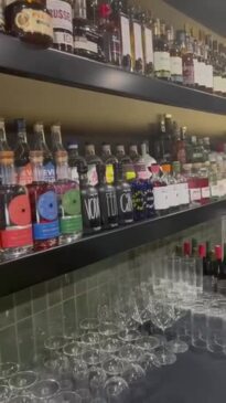 The extensive spirits and wine selection at Bar Soma in Hervey Bay.