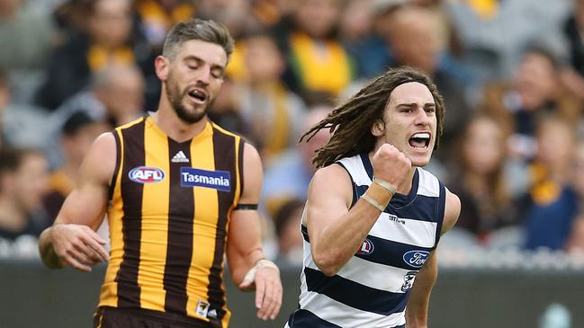 Gryan Miers has added another dimension to Geelong’s reshaped forward line. Picture: Michael Klein.