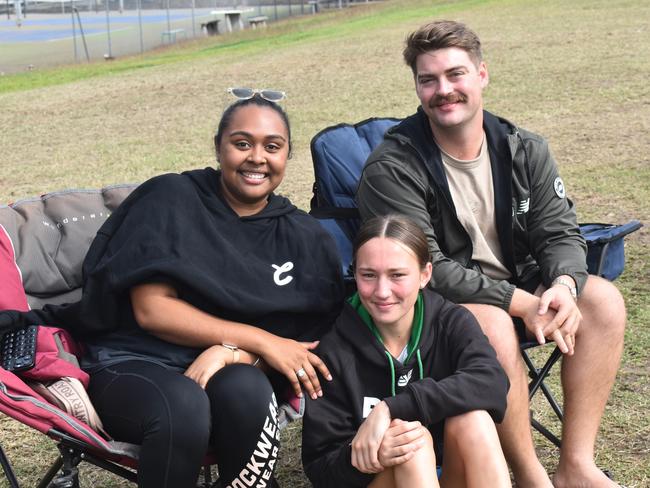 Townsville Melataiah Nuggin, Olivia Fletcher and Jack Denley at the Queensland Country Rugby Championships in Rockhampton on June 29, 2024.