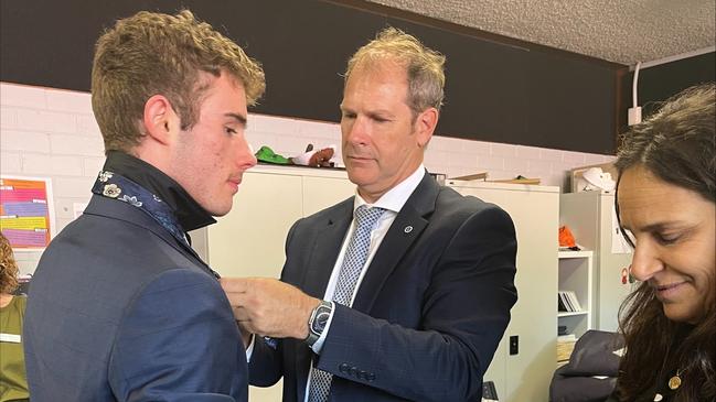 Students from Richmond River High School and Lismore High School getting fitted by Thread Together at Lismore High School on Wednesday.