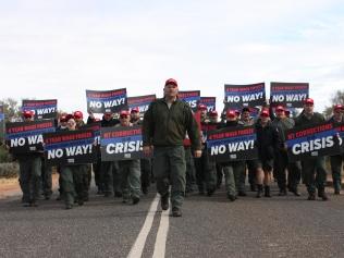 Alice Springs prison officers have taken further industrial action to demand better pay and conditions. Picture: Lee Robinson.