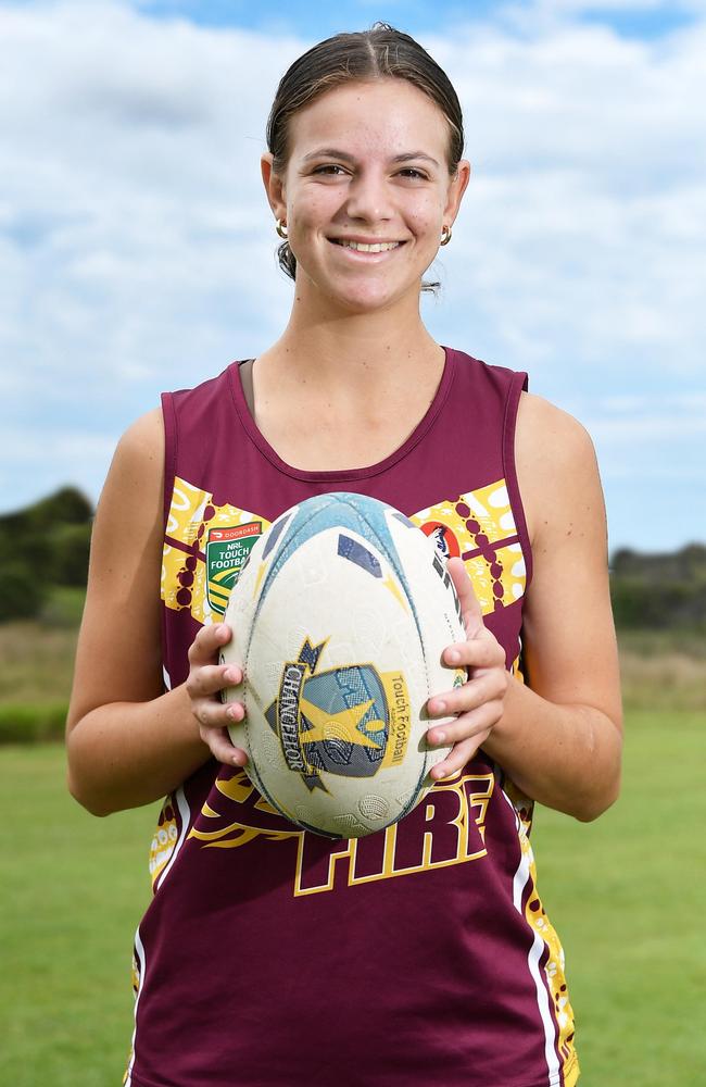 Chancellor State College touch football student, Chloe Tunks. Picture: Patrick Woods.