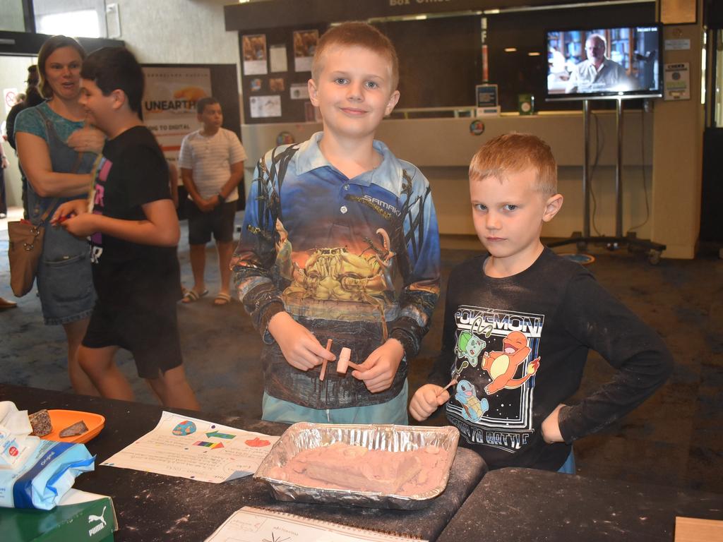 Deagan and Parker Darr at the Queensland Museum Unearthed event in Mackay, August 2021. Picture: Lillian Watkins