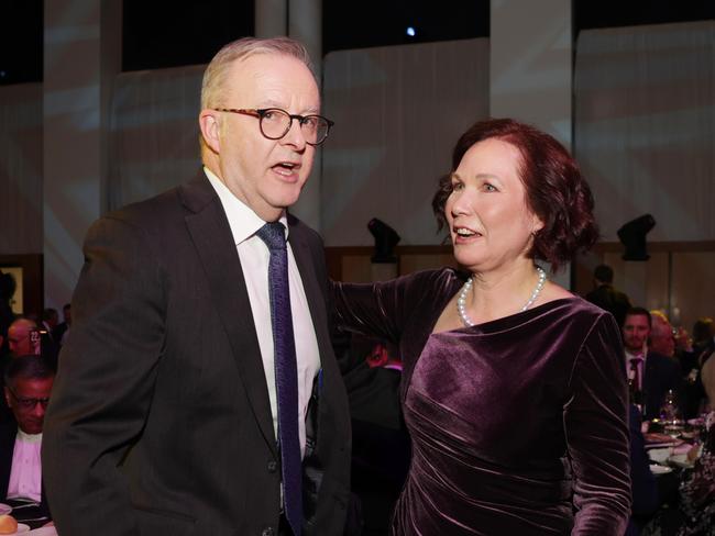 Prime Minister Anthony Albanese and Tania Constable, CEO of the Minerals Council of Australia at theAustralian Minerals Industry Parliamentary Dinner in the Great Hall at Parliament House in Canberra. Jane Dempster/The Australian.