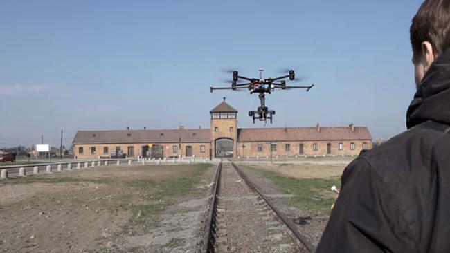 Drone footage of Auschwitz concentration camp has been released.