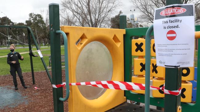 A playground in Albert Park is closed off. Picture: NCA NewsWire / David Crosling