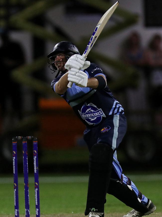T20 Barrier Reef Big Bash: Designer First Homes Dare Devils v Halpin Hurricanes at Griffiths Park. Hurricanes' Mitchell Warnock. Picture: Stewart McLean