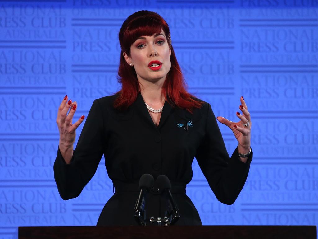 Addressing the National Press Club in Canberra. Picture: Kym Smith