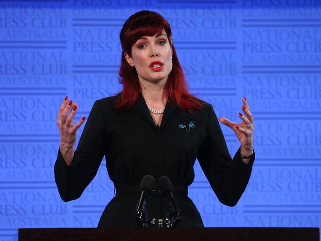 Addressing the National Press Club in Canberra. Picture: Kym Smith