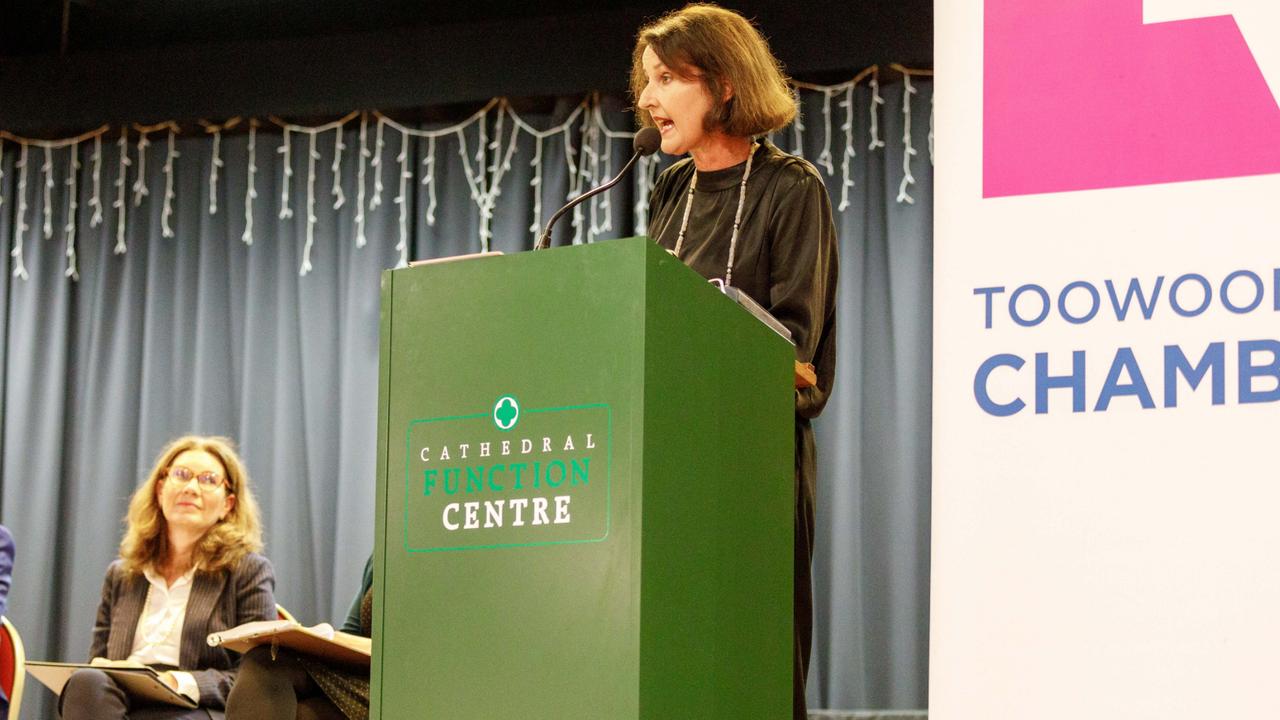 Independent Kirstie Smolenski speaks at the Toowoomba Chamber of Commerce's Meet the Candidates forum on Thursday, April 28, 2022. Picture: Sonny and Kat Photography.