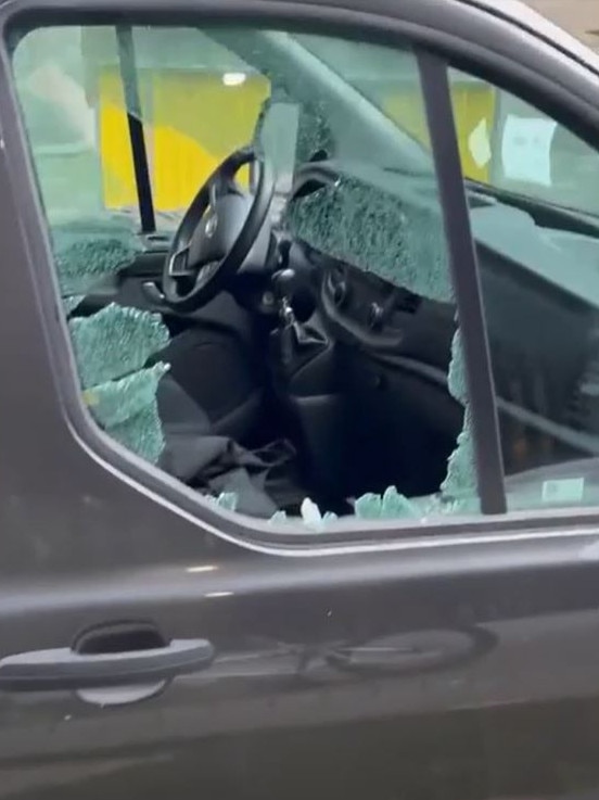 The broken into car.