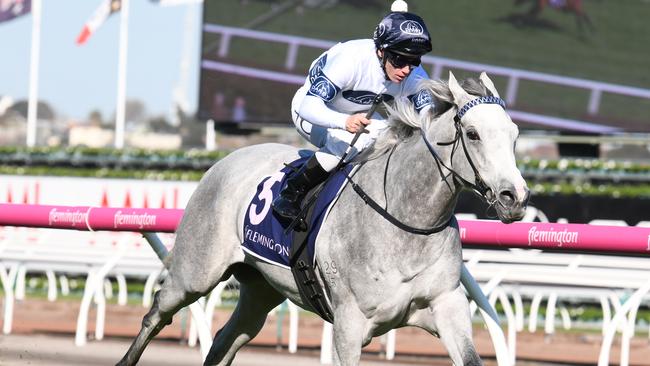 Tim Clark rides Greysful Glamour to victory in the Oaks Trial on September 26. Pic: Getty Images