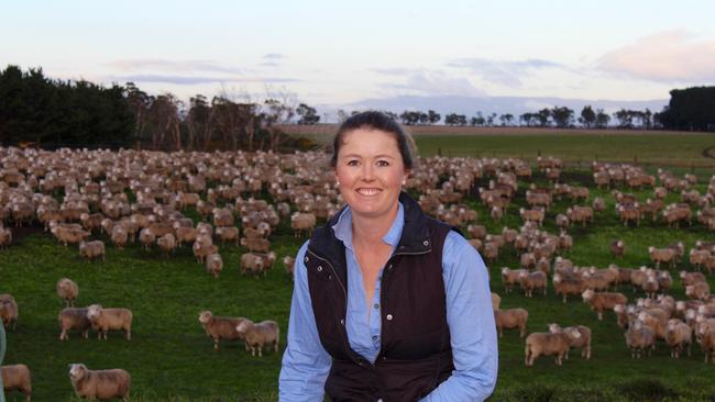 Education insights: Nuffield scholar Clare Peltzer at the prime-lamb enterprise she manages at Evandale in northern Tasmania. She is also a part-time secondary school teacher.