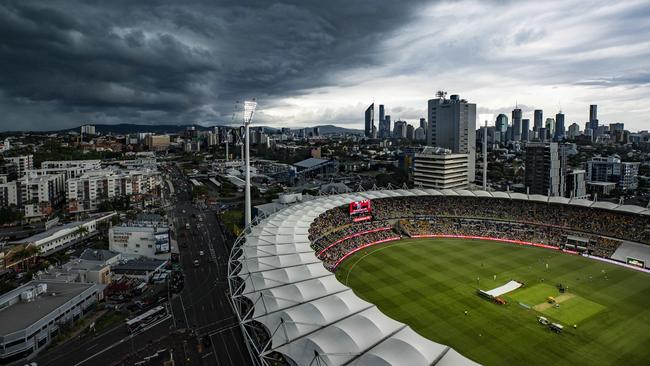 The view of The Gabba stadium from the Silk Lane Development in Woolloongabba. Picture: Lachie Millard