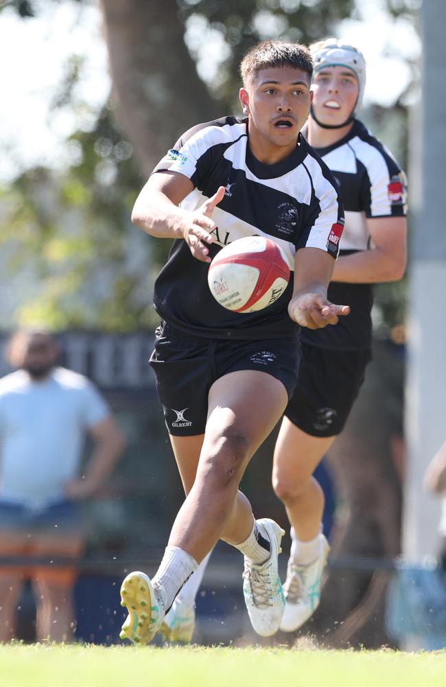 Action from the Under 16 Brisbane junior rugby league grand final between Brothers and Souths at Norman Park. Picture Lachie Millard