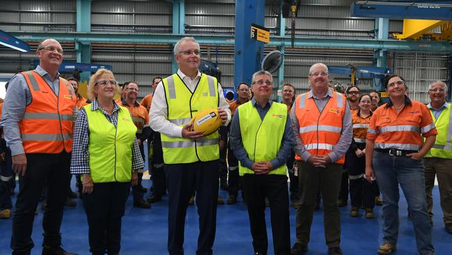 The Prime Minister Scott Morrison visits apprentices at the Hastings Deering plant in Rockhampton.