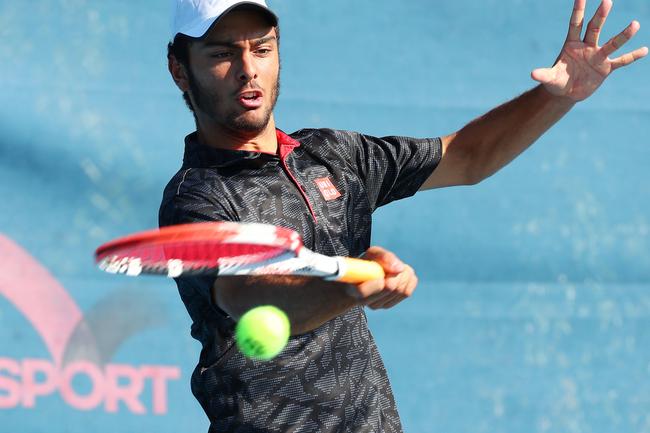 Action from the International Tennis Federation junior tournament at KDV on the Gold Coast. Picture: Tertius Pickard