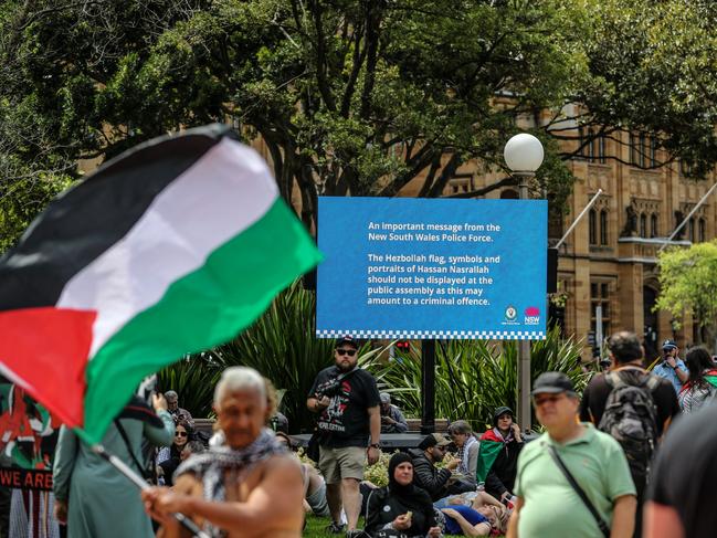 SYDNEY, AUSTRALIA - OCTOBER 06: Pro Palestine supporters gather during a protest at Hyde Park on October 06, 2024 in Sydney, Australia. Organizers of pro-Palestine protests in Sydney are set to proceed with a rally on Sunday, October 6, despite legal attempts by police to prohibit the gatherings due to safety concerns related to anticipated crowd sizes and potential disruptions. The following day, a vigil is scheduled to honor victims of violence in Gaza, coinciding with the one-year anniversary of the Hamas attacks, which has drawn criticism from government officials who deem the timing "extremely provocative". Protesters also planned to gather for similar events in Melbourne. (Photo by Roni Bintang/Getty Images)