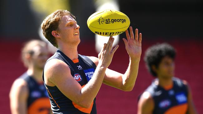 Lachie Whitfield at Giants training on Wednesday. Picture: Dan Himbrechts/AAP