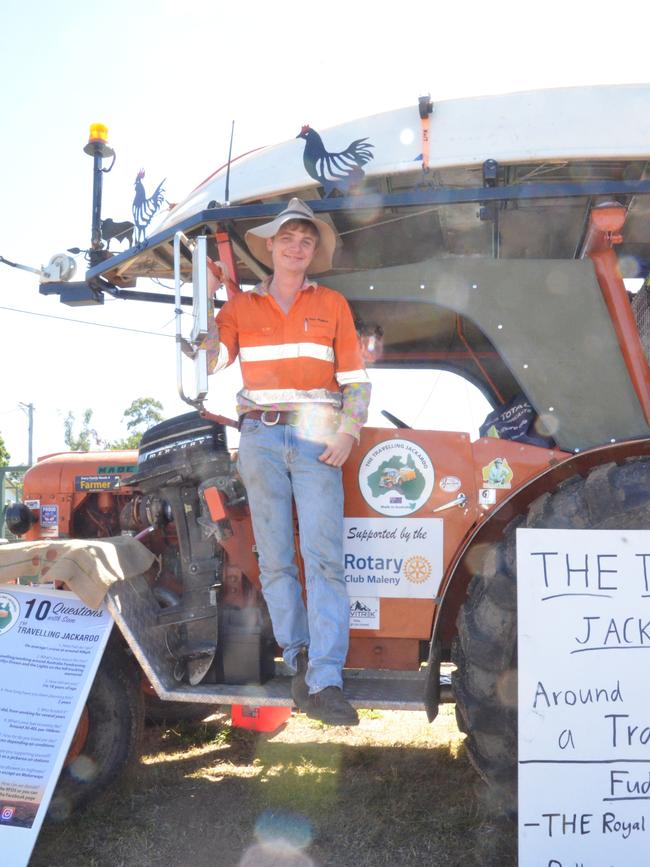 Sam Hughes, the Travelling Jackaroo, had plenty of people interested in his journey and his cause at the Charters Towers Show. Picture: Trudy Brown
