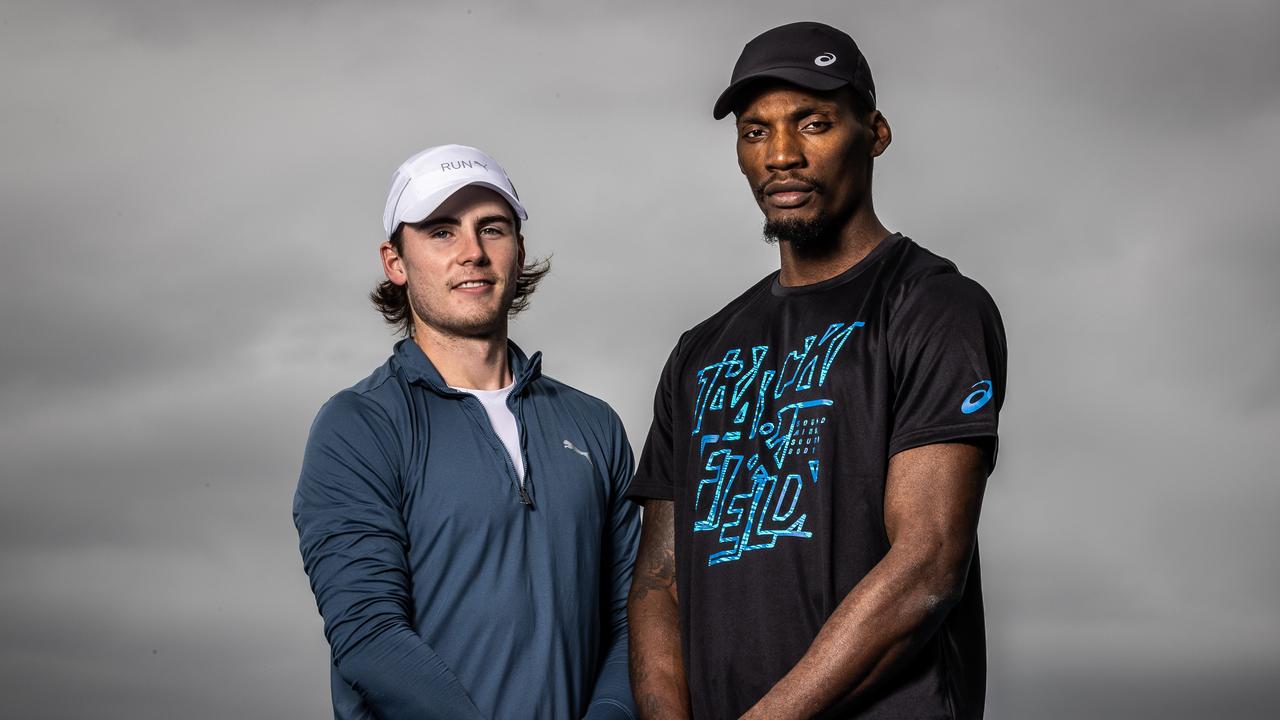 Australia’s fastest man, Rohan Browning, and the world’s fastest, Fred Kerley, will compete in the 100m and 200m at the Maurie Plant Meet in Melbourne. Picture: Jake Nowakowski