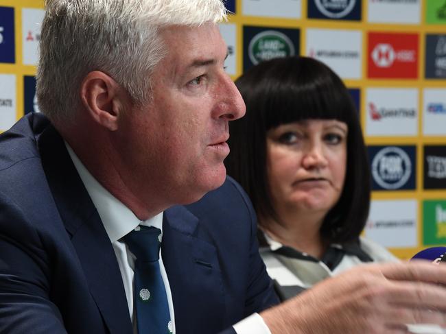 Among those to receive the letter are Rugby Australia chairman Cameron Clyne and chief executive Raelene Castle. Picture: Dean Lewins