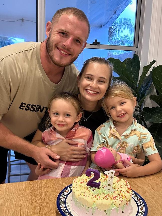 Tom Burgess and Tahlia Giumelli with daughters Sophie and Elodie. Picture: Instagram