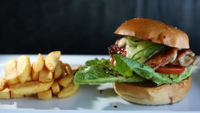 The Bower still has favourites like the chargrilled chicken burger with teriyaki sauce, mayo, tomato, cucumber and lettuce.