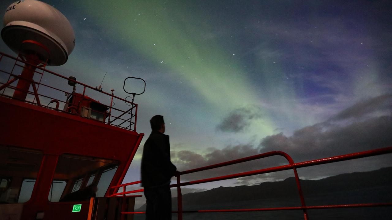 The southern lights, a natural light display in the Earth’s sky, seen from the Aurora Australis. Picture: Ryan Osland