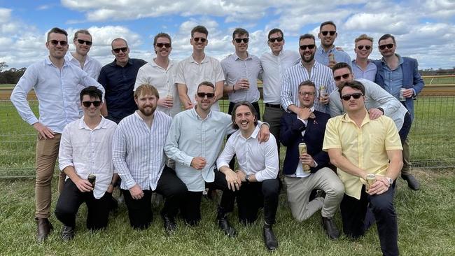 Matt's buck's party at the Blue Pyrenees Estate Avoca Cup in October. Picture: Timothy Cox