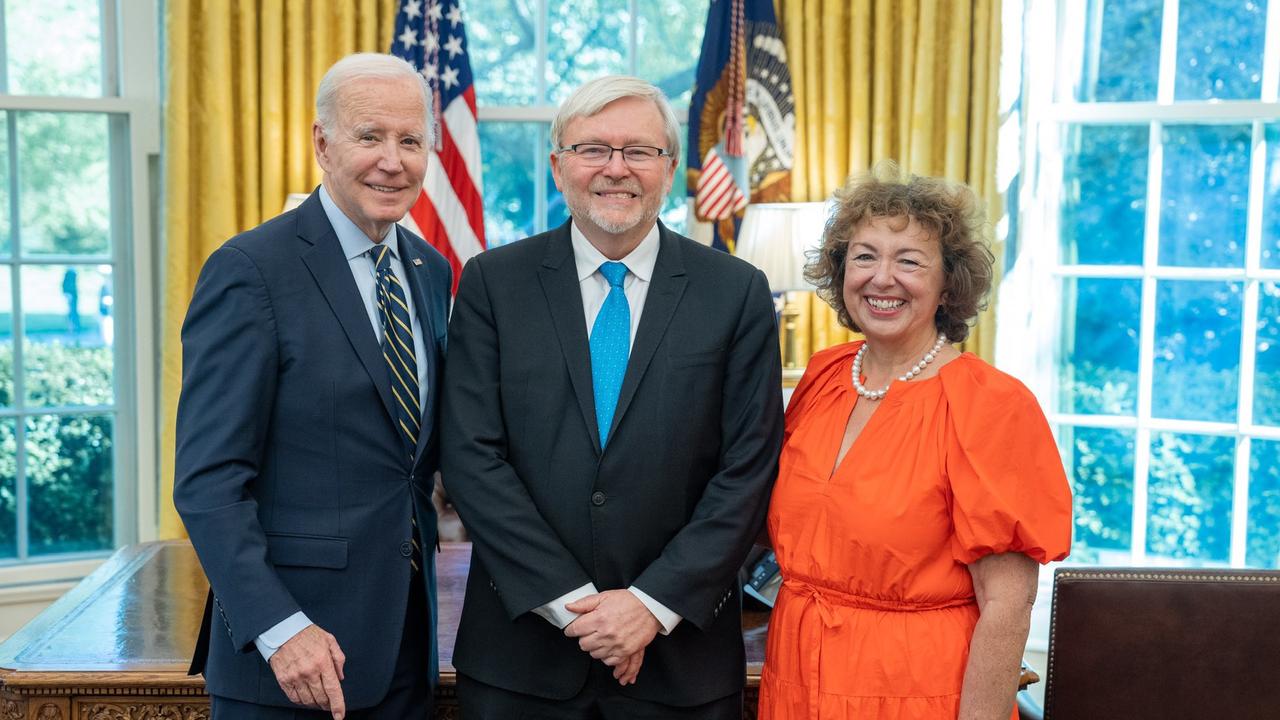 Kevin Rudd and his wife Therese, with US President, Joe Biden.